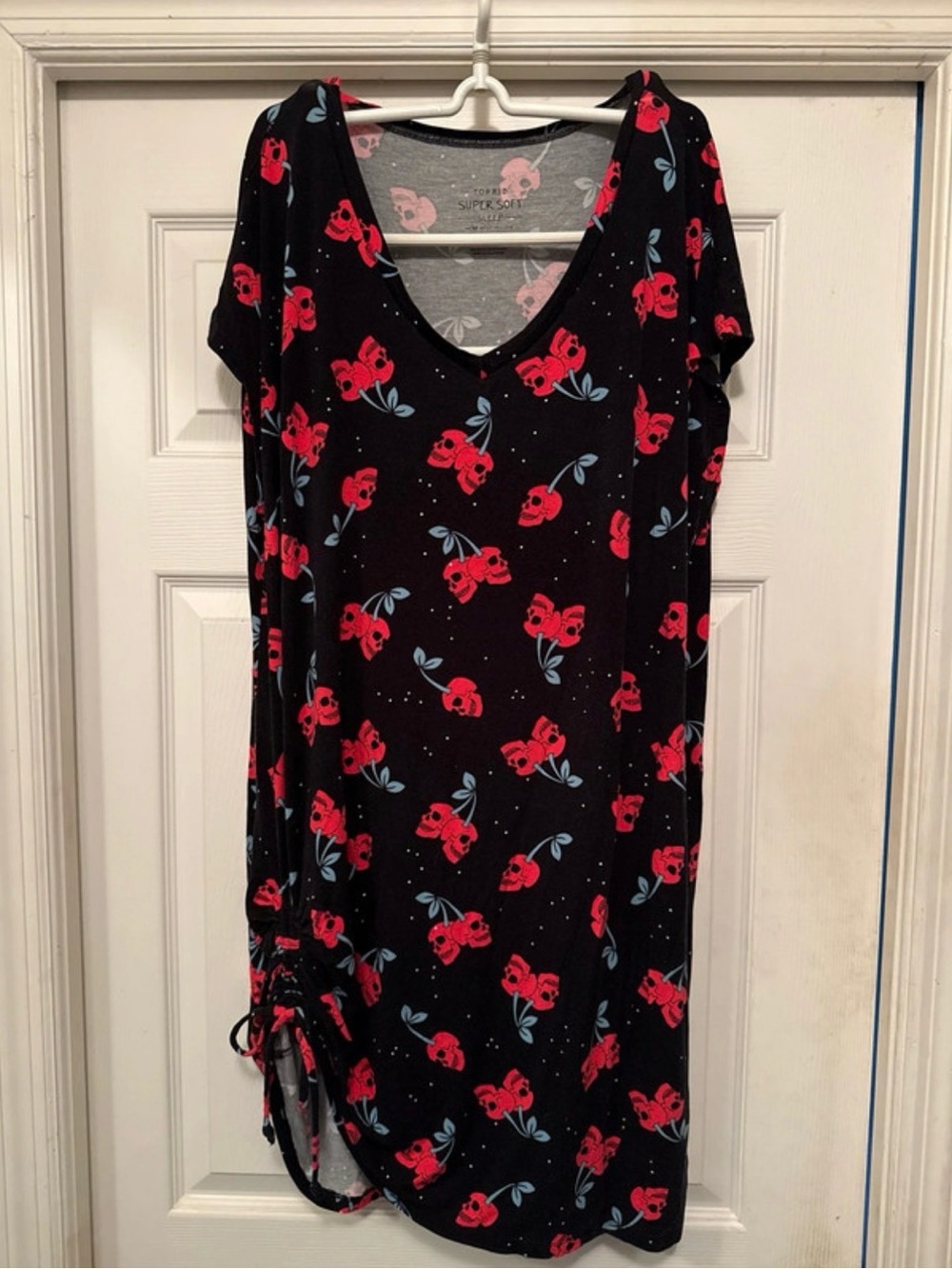 torrid Black Nightdress with Red Cherry & Blue-Green Leaves